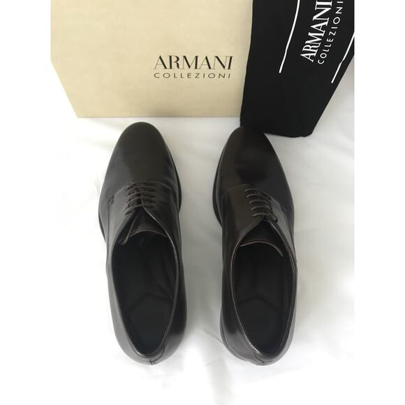 Armani Collezioni Leather Men’s Shoes Brown 12.5 US 45.5 Eu Italy NIB $795 main image 12